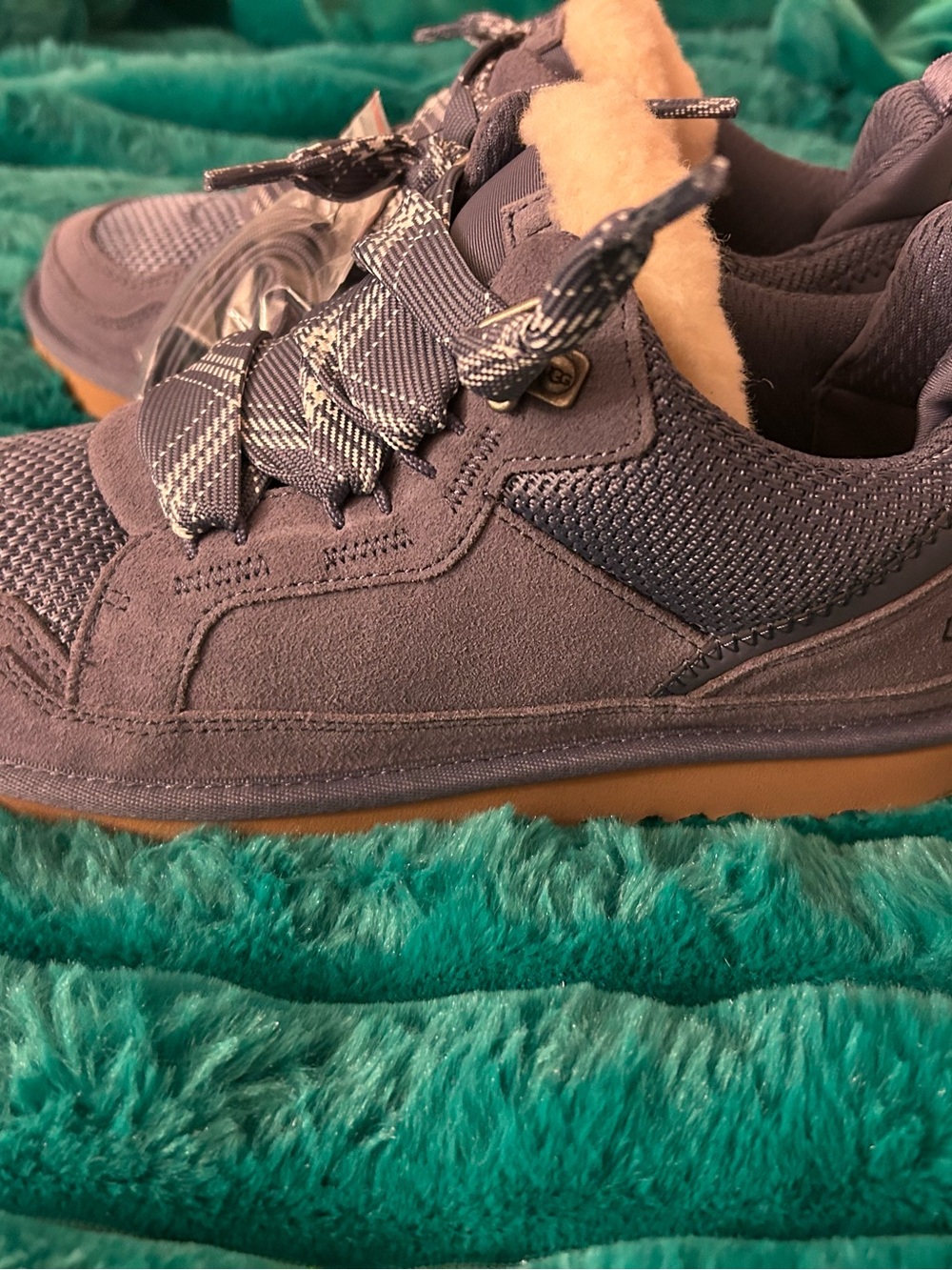 UGG Girls Suede Shearling-Lined Sneaker with Gum Sole